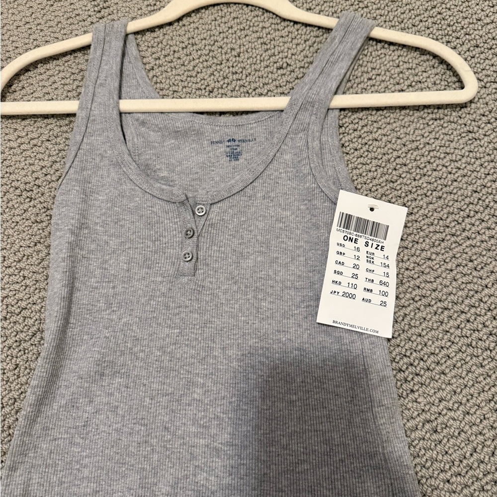 Brandy Melville Heather Gray Buttoned Tank Top